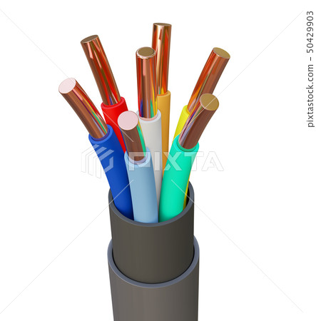 Seven-wire cable, different colors. 3D illustration 50429903