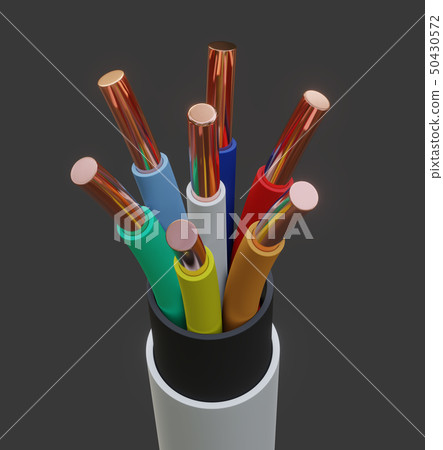 Seven-wire cable, different colors. 3D illustration Seven-wire cable, different colors. 3D illustration 50430572