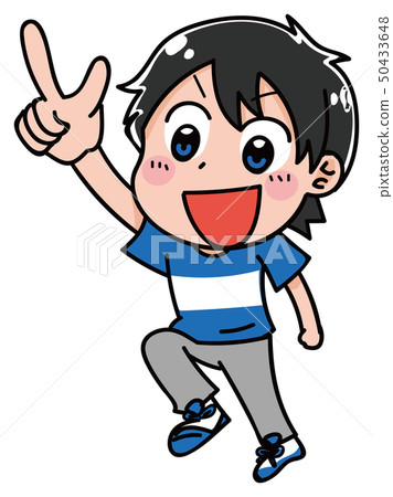 Illustration material of boy of primary schoolchild (summer) 50433648