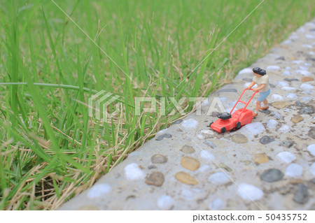mini figure using push lawnmower mow yard mini figure using push lawnmower mow yard 50435752