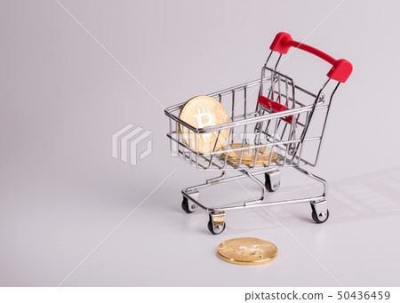Bitcoin in the grocery basket as a symbol of 50436459