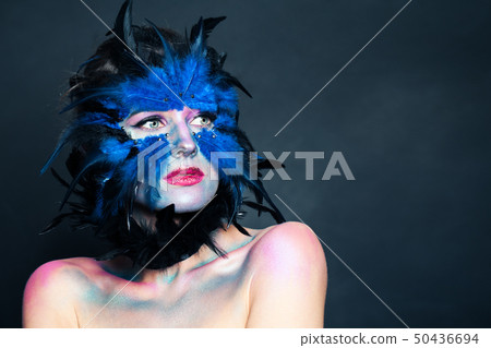 Halloween character portrait. Woman with creative Halloween character portrait. Woman with creative 50436694
