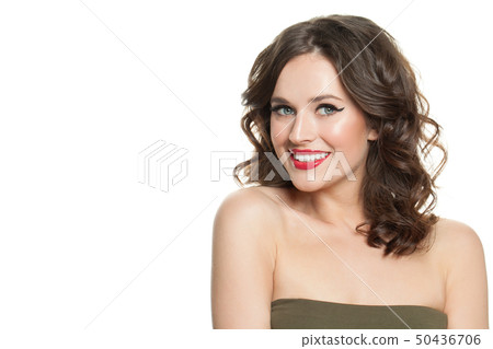 Pretty smiling woman isolated. Beautiful model Pretty smiling woman isolated. Beautiful model 50436706