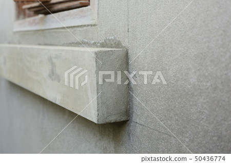 window frame on cement wall inside construction window frame on cement wall inside construction 50436774
