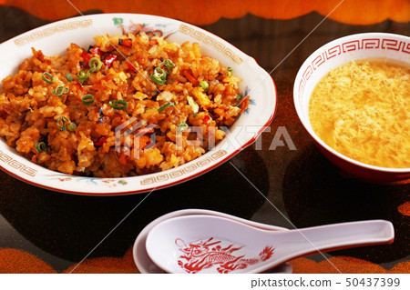 Delicious fried rice and Chinese soup 50437399