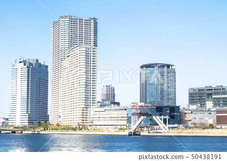 Urban landscape of the waterside with a tower apartment 50438191