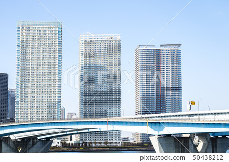 Urban landscape of the waterside with a tower apartment 50438212
