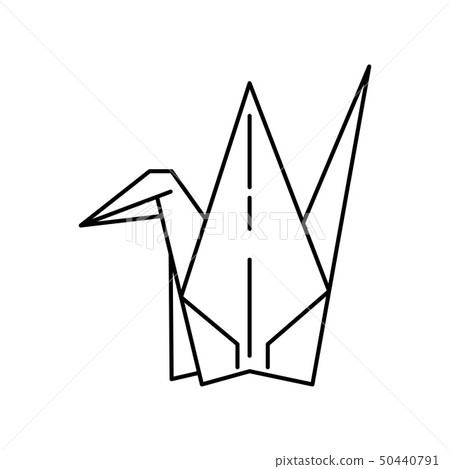 Japan shinto ceremony paper crane bird vector illustration simplified travel icon. Ritual talisman 50440791