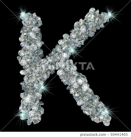 Letter K from diamonds. 3D rendering 50441405