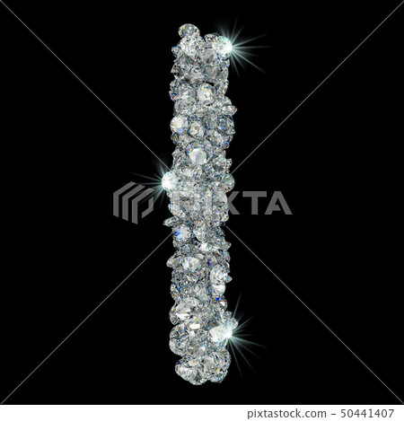 Letter I from diamonds. 3D rendering 50441407
