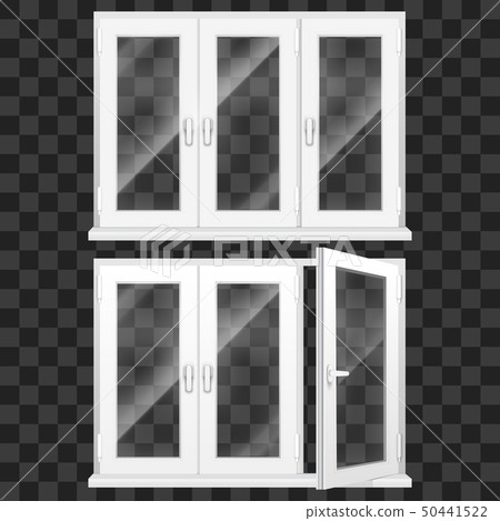 Realistic 3d Detailed White Plastic PVC Window Set. Vector 50441522