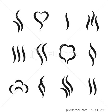 Aroma steam icons. Warm vapour and cooking smell abstract symbols, aroma water and oil odor. Vector Aroma steam icons. Warm vapour and cooking smell abstract symbols, aroma water and oil odor. Vector 50441795