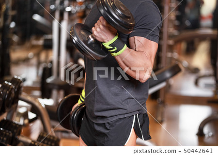 Muscular Bodybuilder Guy Doing Exercises with Gifts Over White B Stock  Image - Image of anniversary, dumbbell: 47889937