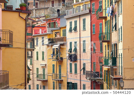 View of the colored houses of Riomaggiore, Cinque Terre, Liguria, Italy View of the colored houses of Riomaggiore, Cinque Terre, Liguria, Italy 50444120