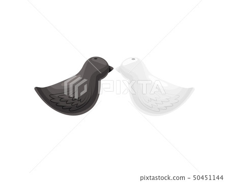 Stylish salt and pepper shaker in the form of birds. Vector illustration on white background. 50451144