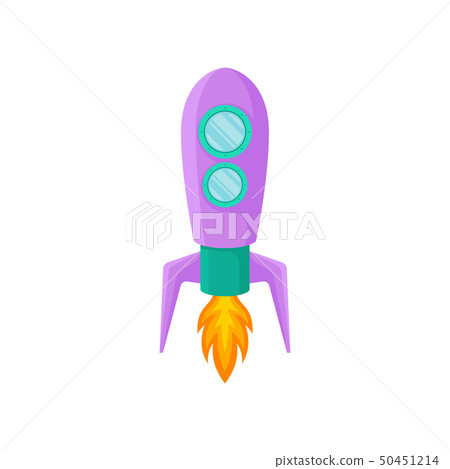 Purple rocket with portholes. Vector illustration on white background. Purple rocket with portholes. Vector illustration on white background. 50451214