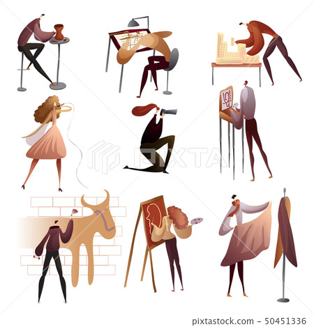 Collection of people enjoying their hobbies. Vector illustration. 50451336