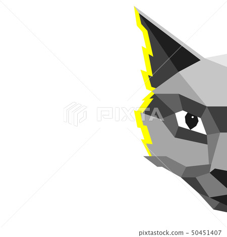 Modern creative vector cat illustration in low poly style. 50451407