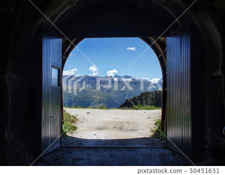 View fron the tunnel on mountains 50451631