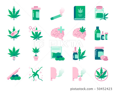 Cannabidiol icon set. Cannabidiol icon set. 50452423