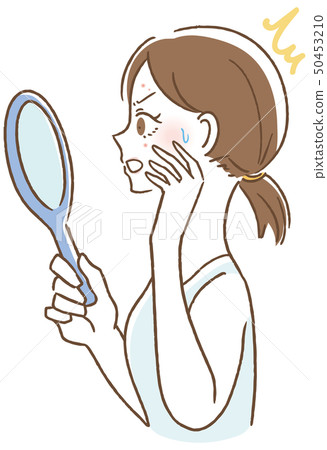A woman who notices a breakout 50453210