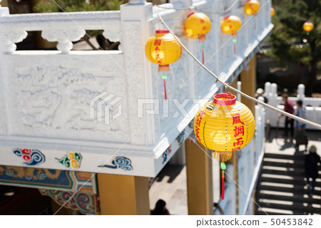 yellow lantern hang on a temple 50453842
