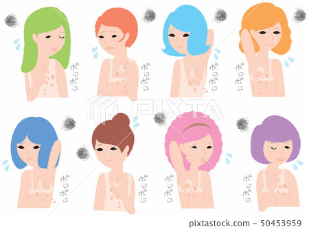 因曬傷而使背部皮膚翻身而麻煩的婦女 50453959