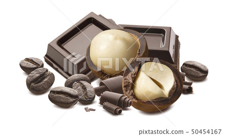 Macadamia nuts, chocolate curls and coffee beans 50454167