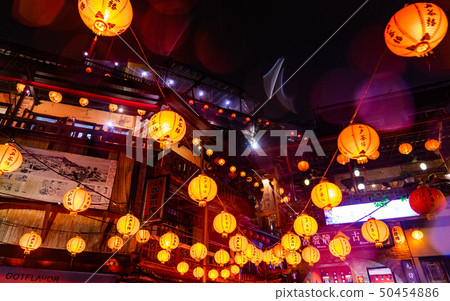 Red lanterns in Jiuzhai Street, Taiwan 50454886