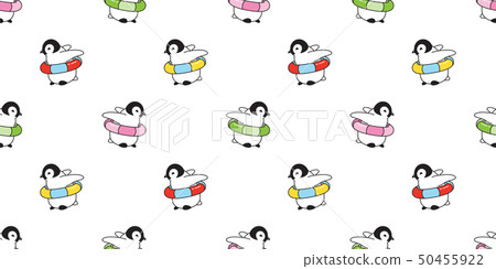 penguin Seamless pattern vector swimming ring pool 50455922