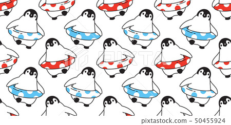 penguin Seamless pattern vector swimming ring pool 50455924