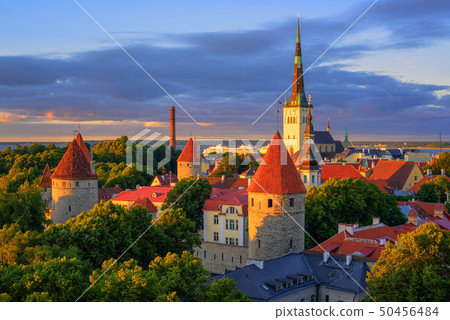Medieval churches and towers in Tallinn, Estonia 50456484