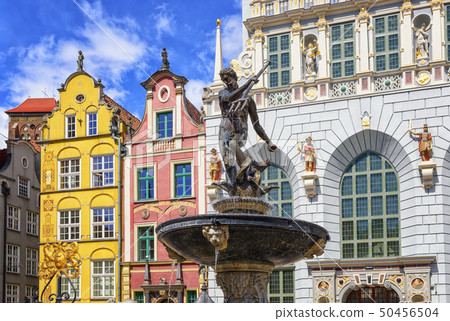 Neptune's Fountain in Gdansk Old town, Poland 50456504