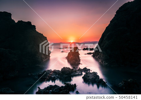 The long exposure of the waves and the sun ray The long exposure of the waves and the sun ray 50458141