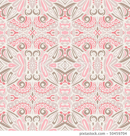 Romantic Vintage Cute pink vector seamless pattern damask Background 50459704