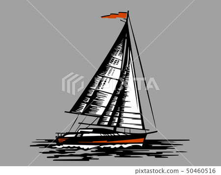 Sailing boat on a grey background Sailing boat on a grey background 50460516