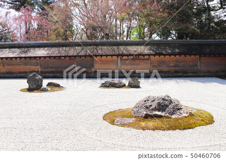 Seven stones in Rock Garden, in Ryoanji Temple, 50460706