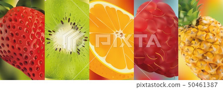 3d realistic fruit, pineapple, raspberry, kiwi, strawberry, orange. Vector graphics. A set of fruit. 3d realistic fruit, pineapple, raspberry, kiwi, strawberry, orange. Vector graphics. A set of fruit. 50461387