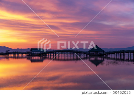 Aomori Tsuru no Maibashi dawn landscape 50462035