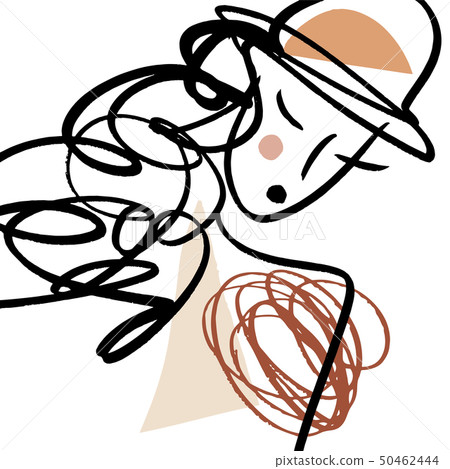 Girl fashion sketch. Simple hand drawn line - Stock Illustration [50462444]  - PIXTA