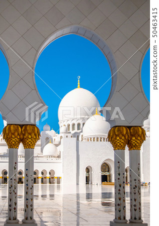 White marble arch gates corridor of Sheikh Zayed 50463415