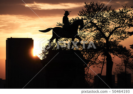 Sendai morning glow silhouette 50464193