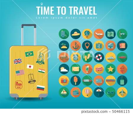 Travel icons set. Travel and Tourism concept. Flat design icons. Vector Travel icons set. Travel and Tourism concept. Flat design icons. Vector 50466115