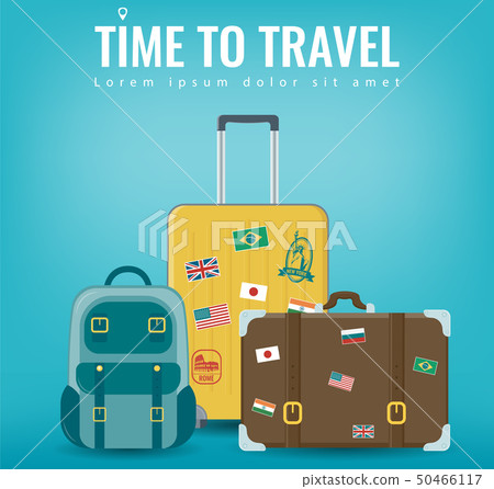 Travel luggage set. Travel and Tourism concept. Flat design. Vector 50466117