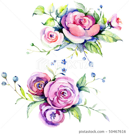 Pink Rose Bouquet Loral Botanical Flowers Stock Illustration
