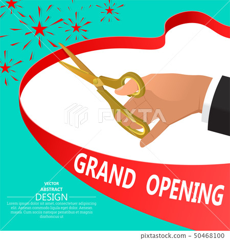 The businessman's hand with gold scissors 50468100