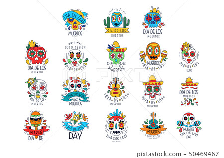 Dia De Los Muertos logo set, Mexican Day of the Dead holiday design elements can be used for party Dia De Los Muertos logo set, Mexican Day of the Dead holiday design elements can be used for party 50469467