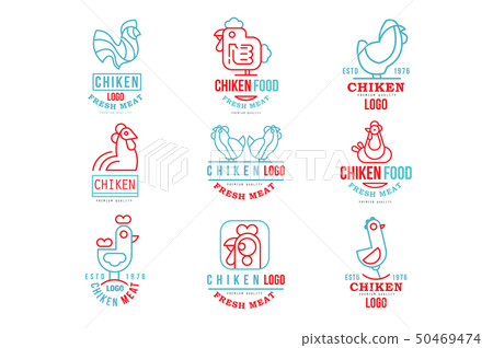 Chicken logo set, fresh meat premium quality badge design for farm natural organic products Chicken logo set, fresh meat premium quality badge design for farm natural organic products 50469474