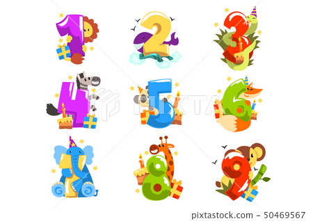 Birds and animals poster set, design element with peacock, flamingo, bull, giraffe, zebra, leopard 50469567