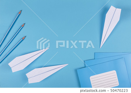 back to school, dreams, schooling, Airplanes, minimalist background, Flat lay, copy space, slogan 50470223